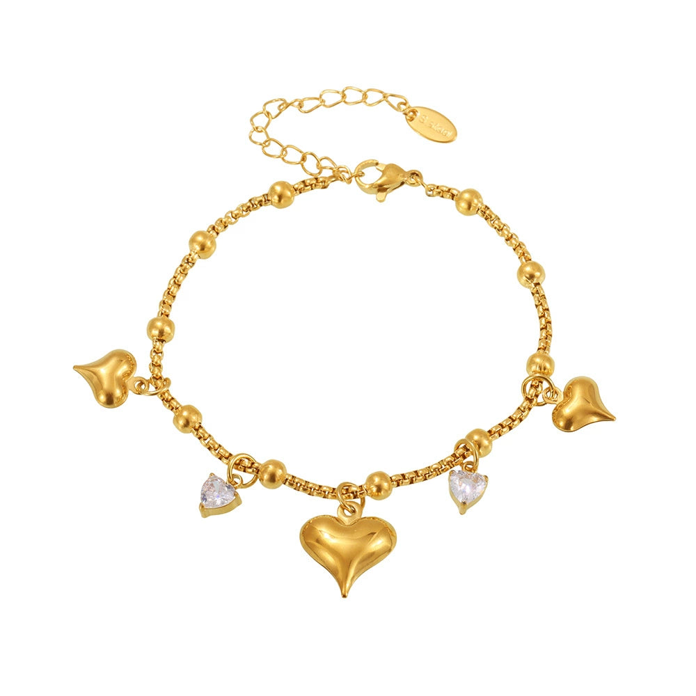 Fashion bracelet jewelry stainless steel high quality with cute heart gold color