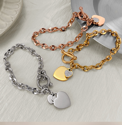 Joyería de moda de acero inoxidable de gran calidad, collar dorado, regalo sorpresa de amor, 5 piezas, envío gratis