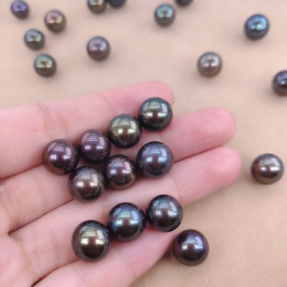 Wholesale 8-11mm Tahiti black round beads natural freshwater pearls
