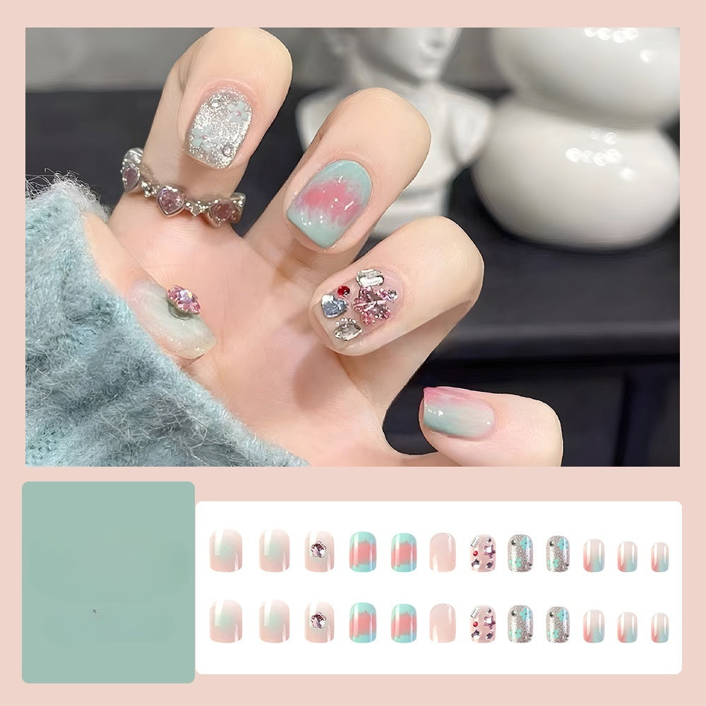 Colorful Press on nails false nails with healthy glue tool DIY nails wholesale good price