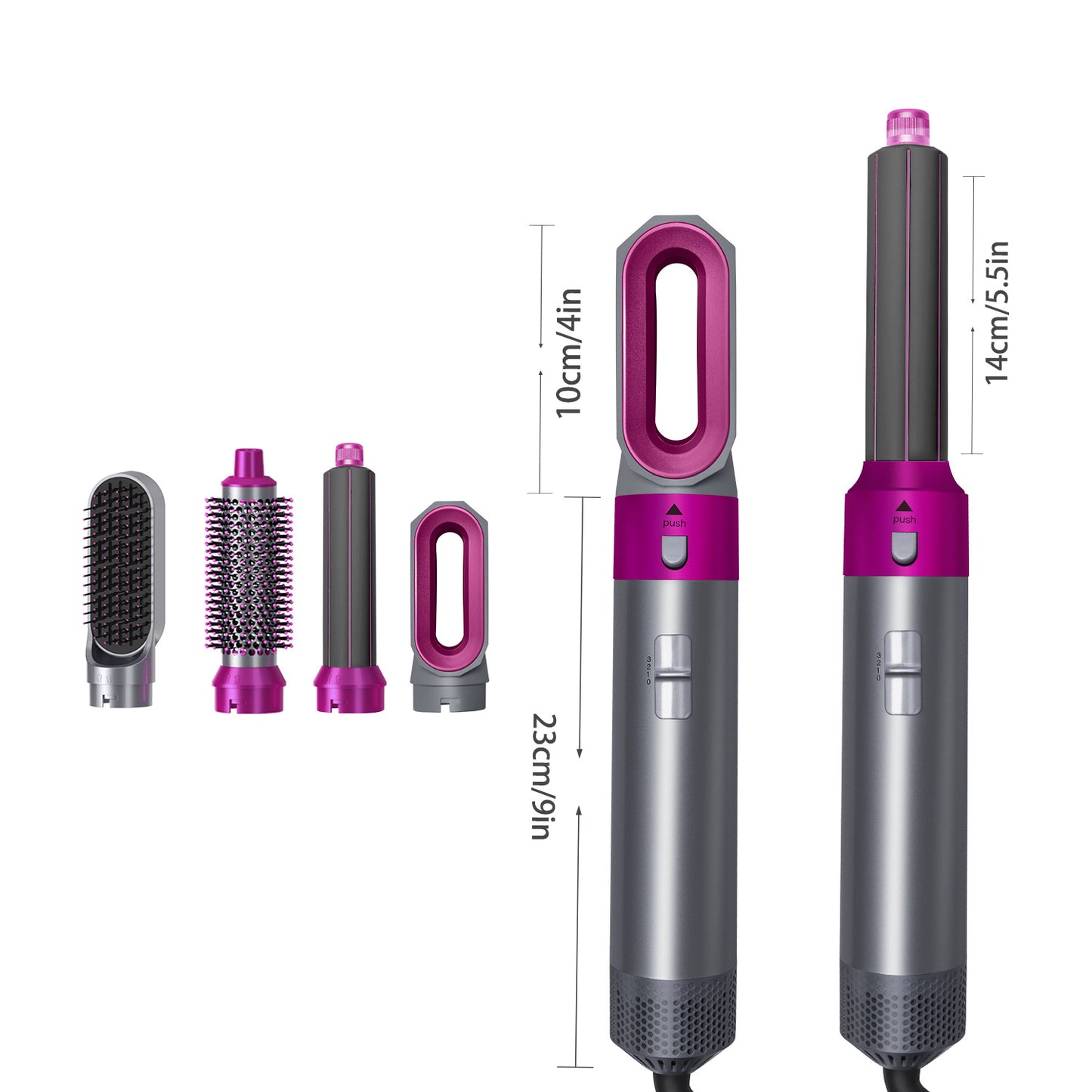 New multi functional five in one hot air comb multi head automatic curler hair dryer straight hair comb curling rod factory in China wholesale