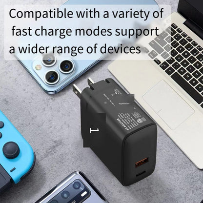 ETL certified fast charging 45W US standard folding A+C dual port mobile phone computer charging head GAN gallium nitride charger mamufacturer in China