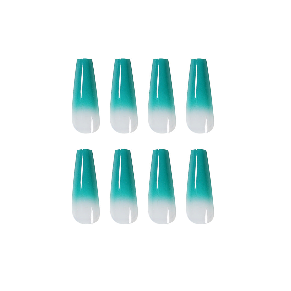 Blue water green gradient long ballet Press on nail False Nails For Girls Gifts Cheap Factory