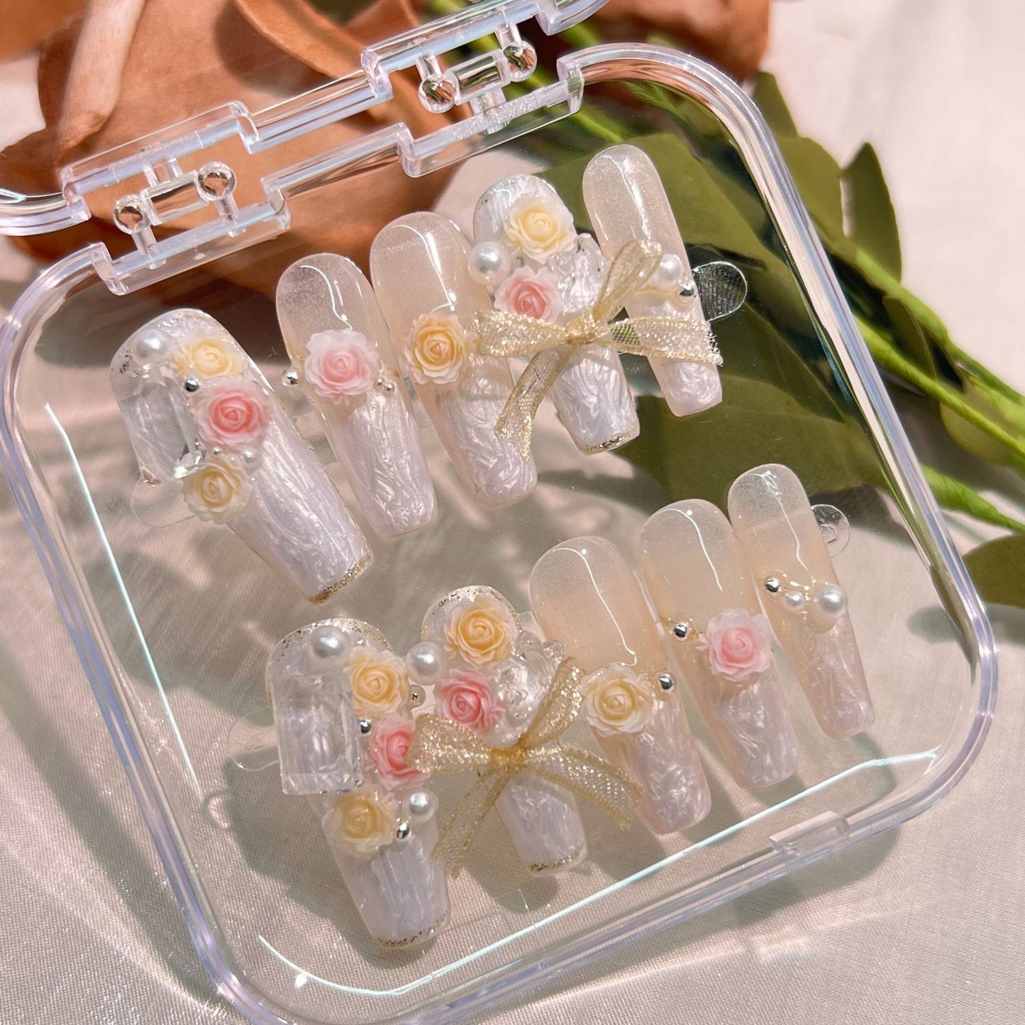 Flower Romantic cute princess garden style handmade press on nails 10pcs/set welcome wholesale HPG1012