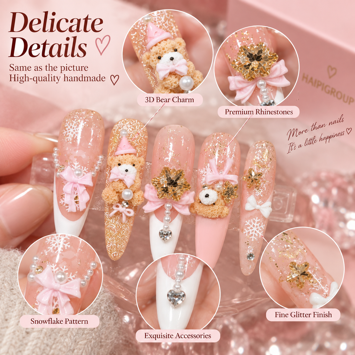 Pink Princess Garden Handmade Press-On Nails