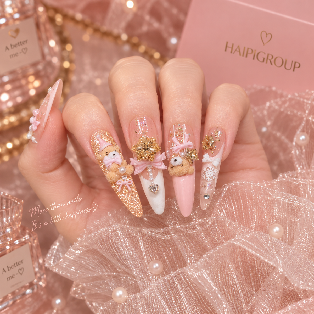 Pink Princess Garden Handmade Press-On Nails