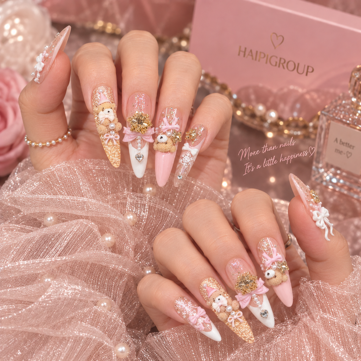 Pink Princess Garden Handmade Press-On Nails