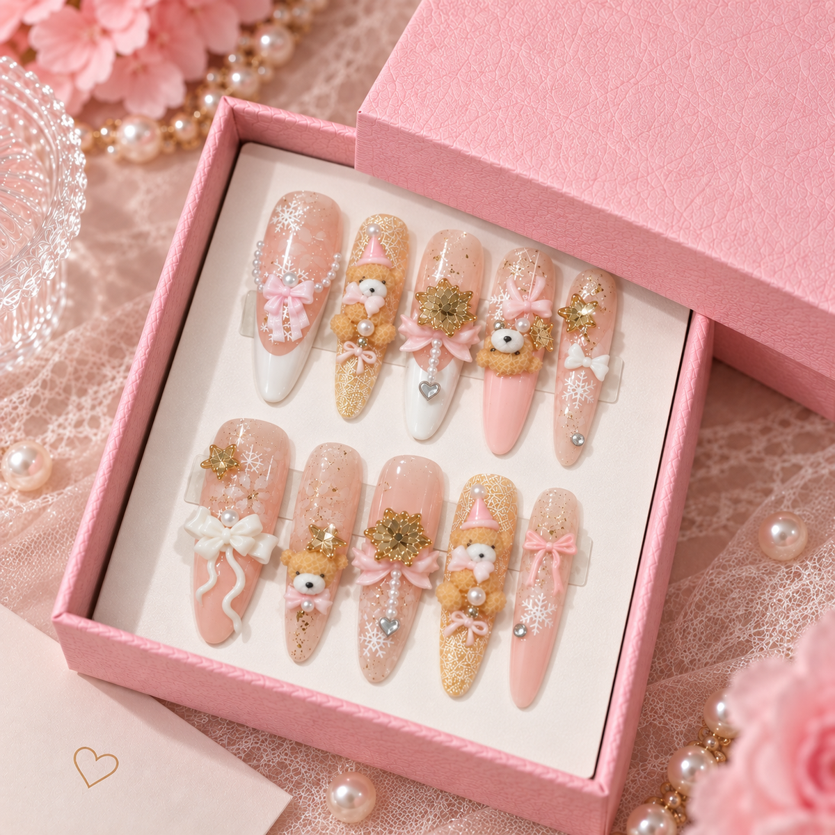 Pink Princess Garden Handmade Press-On Nails
