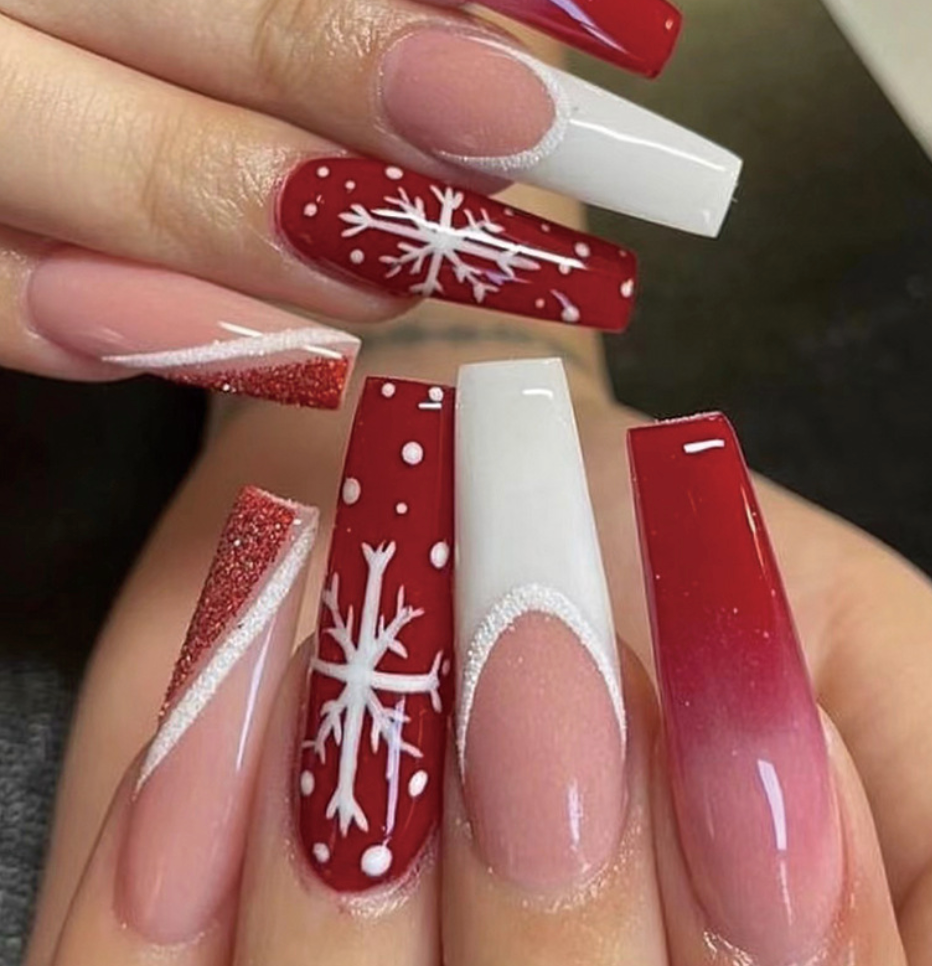 US$2,6/set Uñas postizas navideñas con diseños variados, regalos sorpresa increíbles para mamás, hermanas y niñas, 5 juegos, envío gratis