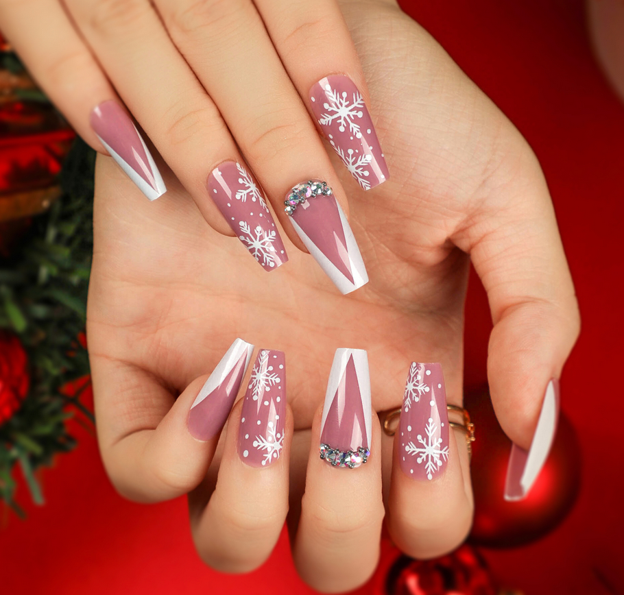 US$2,6/set Uñas postizas navideñas con diseños variados, regalos sorpresa increíbles para mamás, hermanas y niñas, 5 juegos, envío gratis