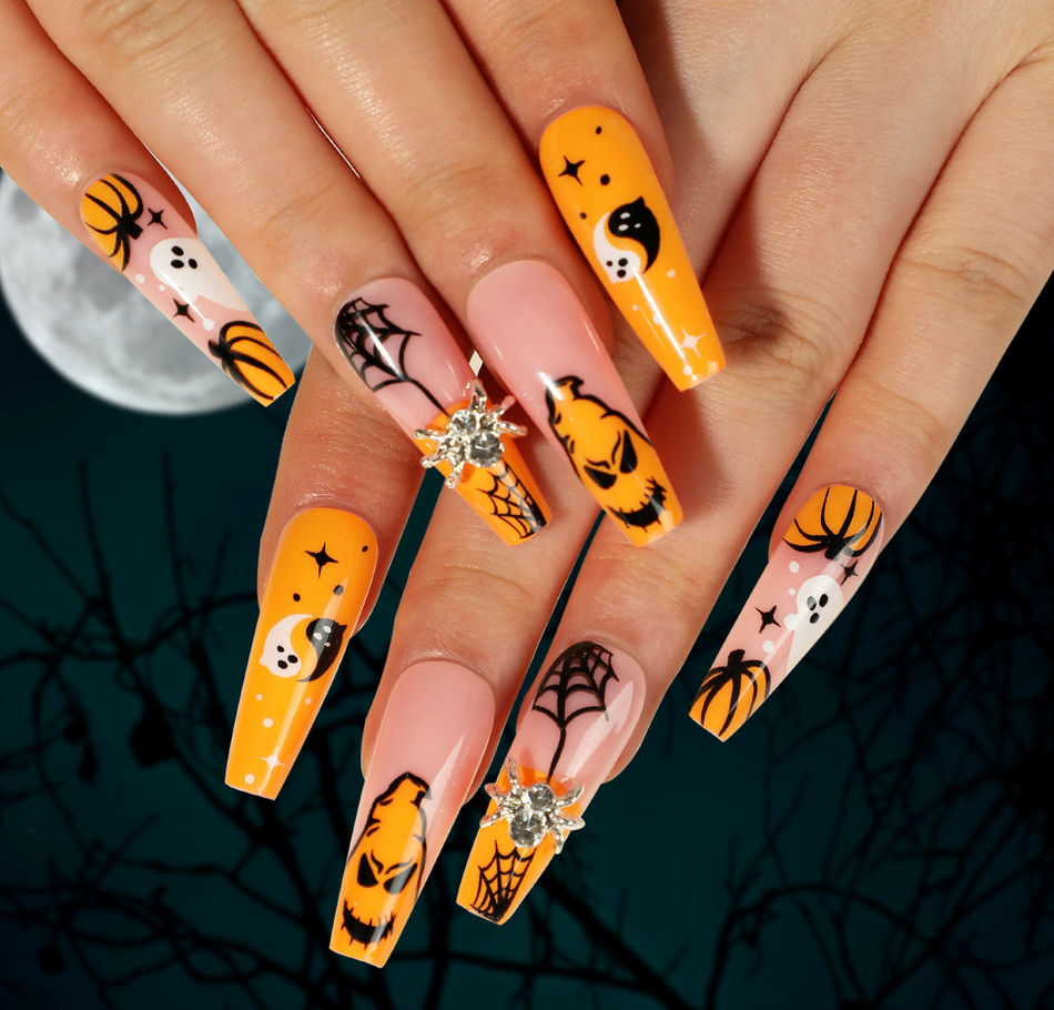 Halloween Festival spooky Press on nails 24pcs/set strong adhesive pad retail mixing designs available amazing surprise gifts 5sets free shipping