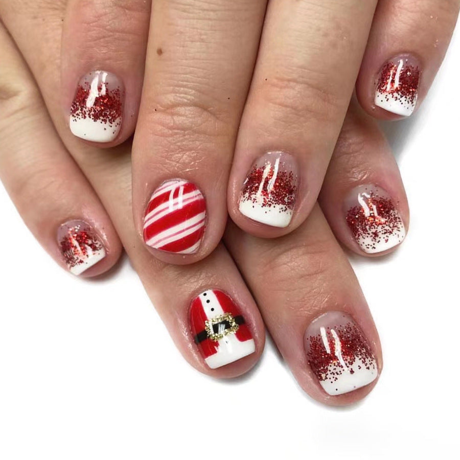 US$2,6/set Uñas postizas navideñas con diseños variados, regalos sorpresa increíbles para mamás, hermanas y niñas, 5 juegos, envío gratis