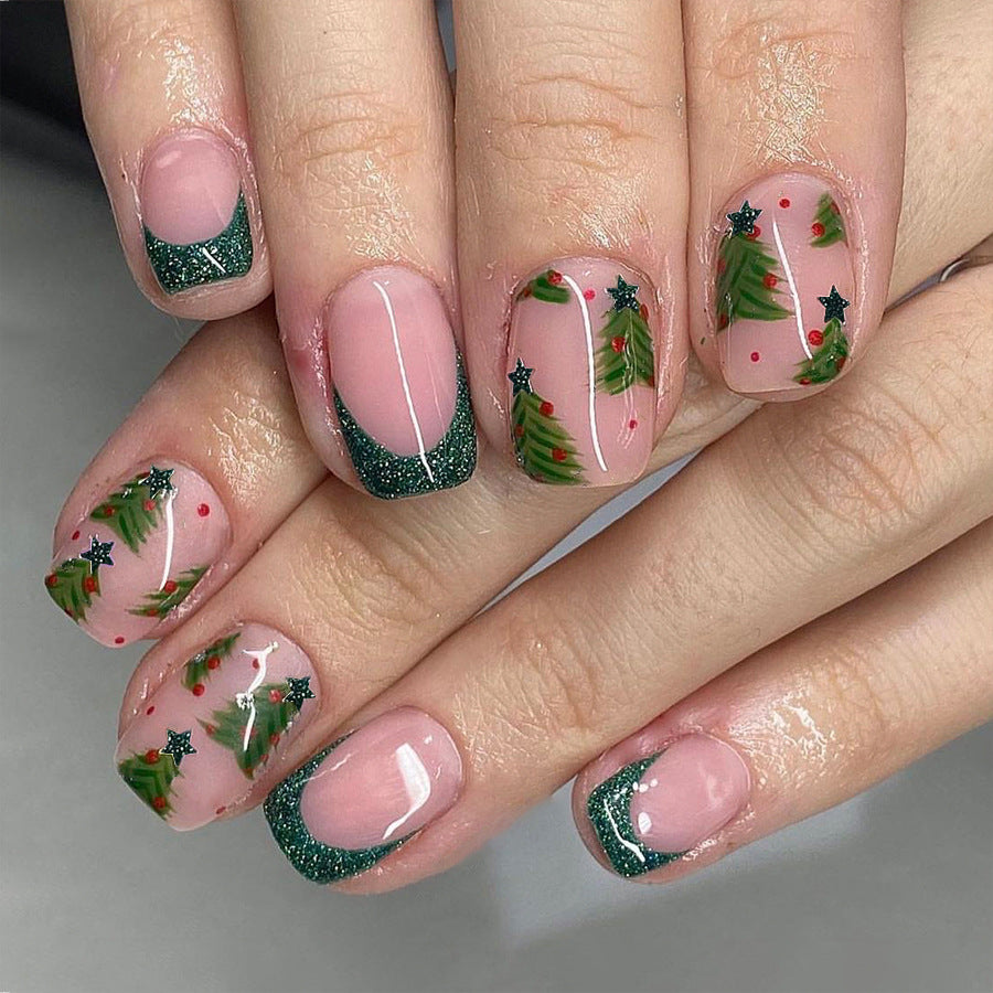 US$2,6/set Uñas postizas navideñas con diseños variados, regalos sorpresa increíbles para mamás, hermanas y niñas, 5 juegos, envío gratis