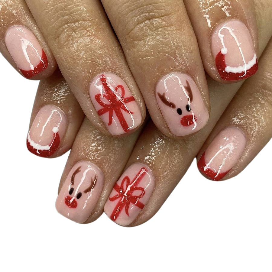 US$2,6/set Uñas postizas navideñas con diseños variados, regalos sorpresa increíbles para mamás, hermanas y niñas, 5 juegos, envío gratis