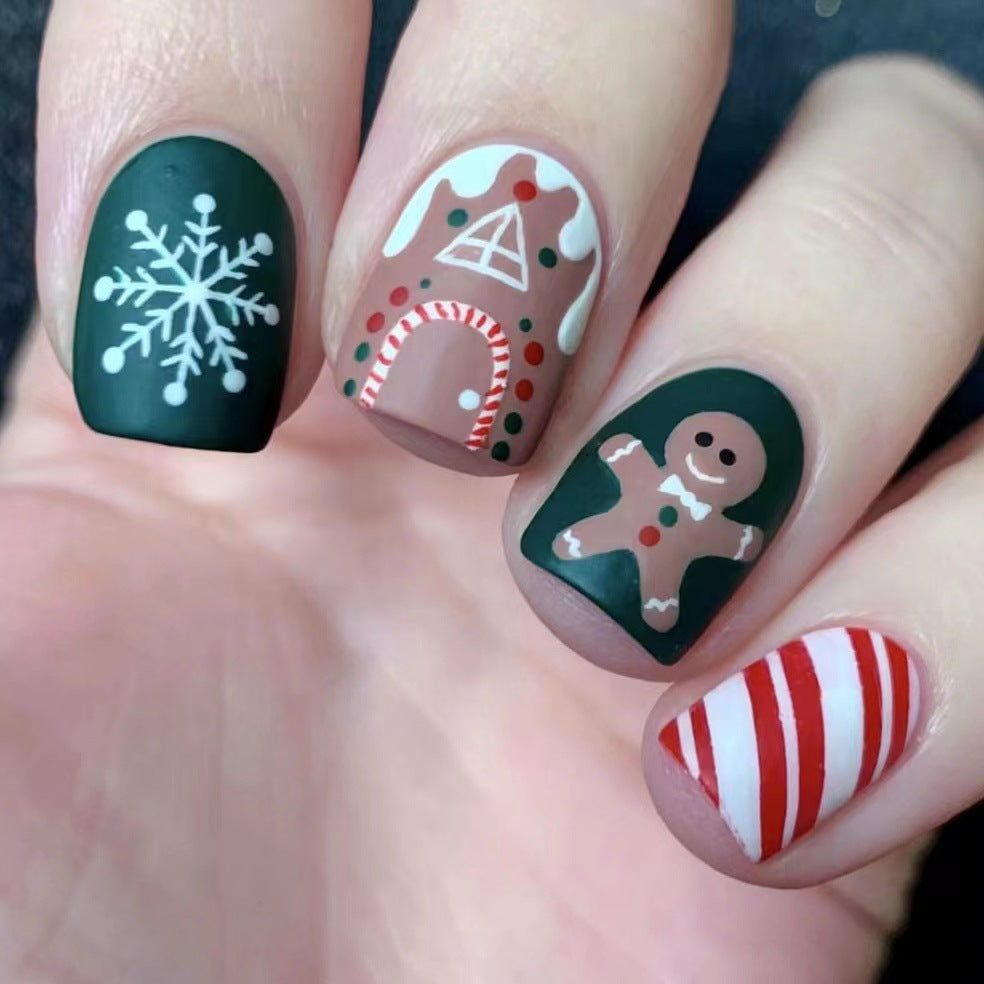 US$2,6/set Uñas postizas navideñas con diseños variados, regalos sorpresa increíbles para mamás, hermanas y niñas, 5 juegos, envío gratis