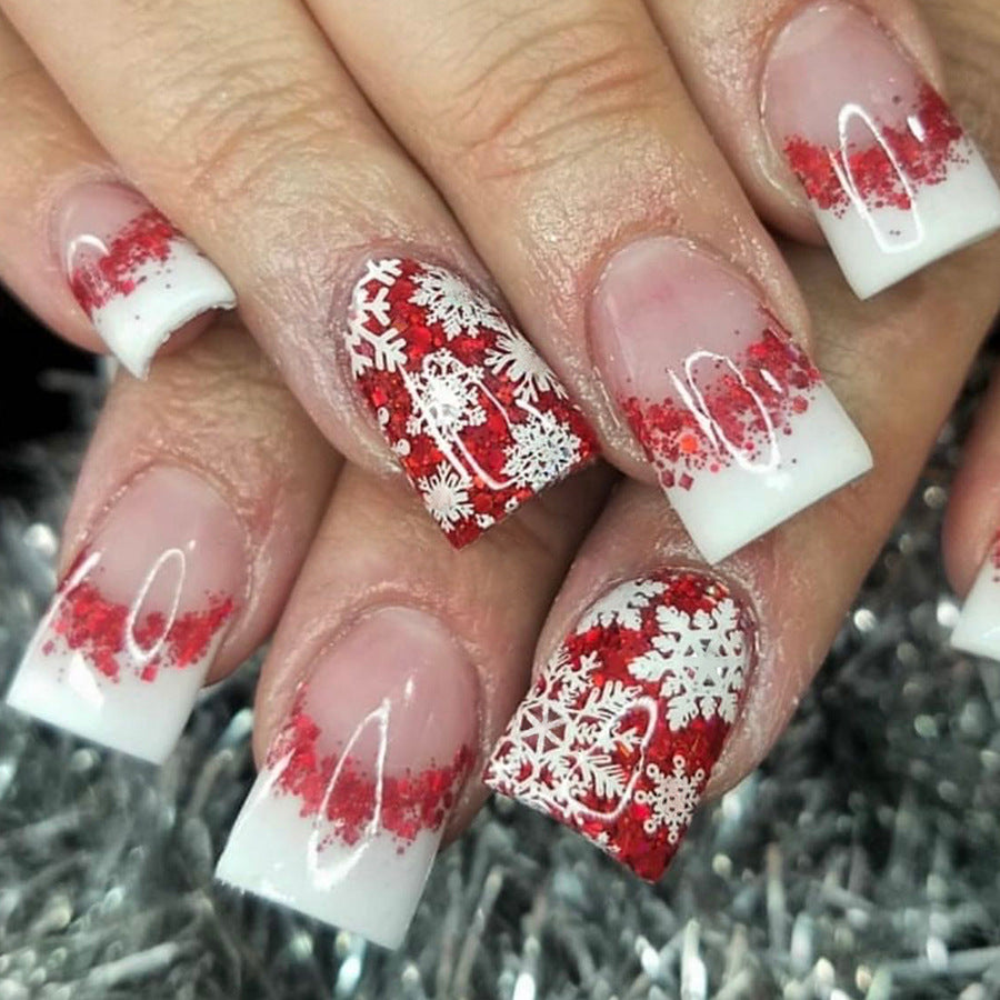 US$2,6/set Uñas postizas navideñas con diseños variados, regalos sorpresa increíbles para mamás, hermanas y niñas, 5 juegos, envío gratis