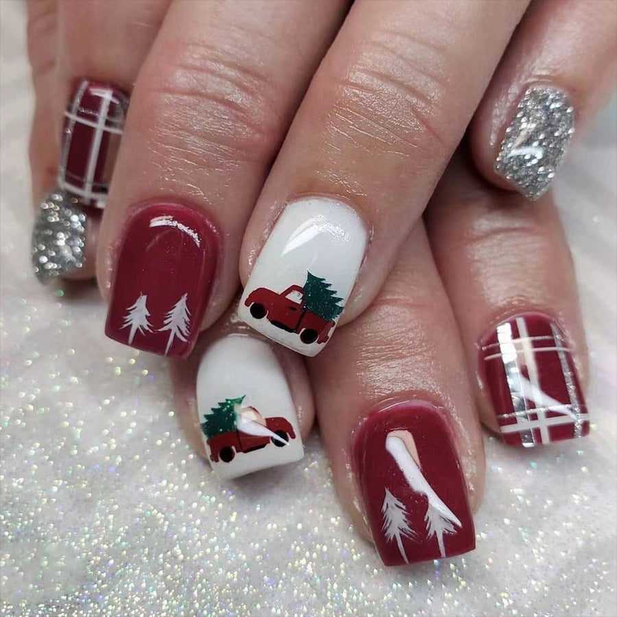 US$2,6/set Uñas postizas navideñas con diseños variados, regalos sorpresa increíbles para mamás, hermanas y niñas, 5 juegos, envío gratis