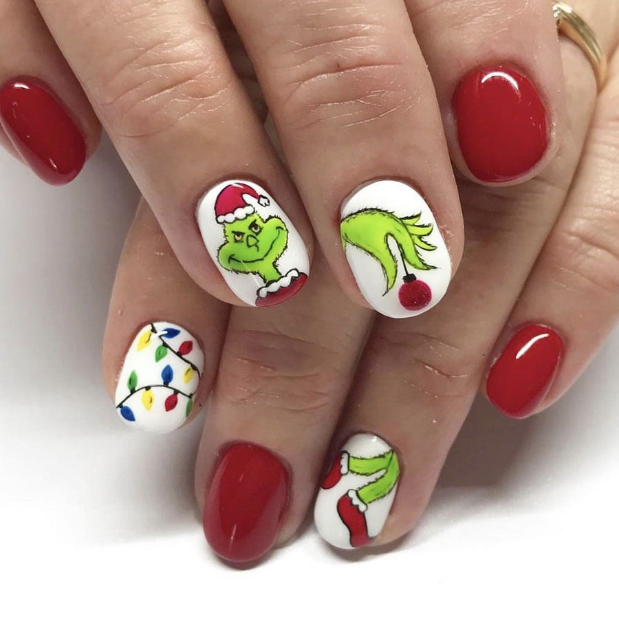 US$2,6/set Uñas postizas navideñas con diseños variados, regalos sorpresa increíbles para mamás, hermanas y niñas, 5 juegos, envío gratis