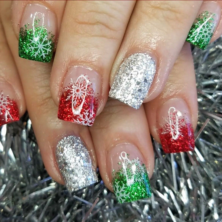 US$2,6/set Uñas postizas navideñas con diseños variados, regalos sorpresa increíbles para mamás, hermanas y niñas, 5 juegos, envío gratis