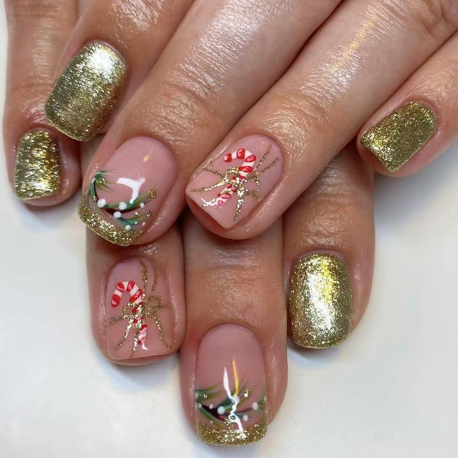 US$2,6/set Uñas postizas navideñas con diseños variados, regalos sorpresa increíbles para mamás, hermanas y niñas, 5 juegos, envío gratis