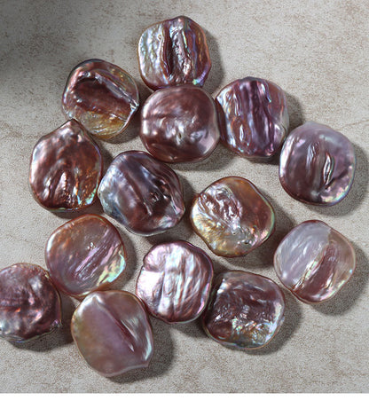 20mm Baroque Purple Natural Freshwater Pearl Square Button Large Particle Scattered Beads