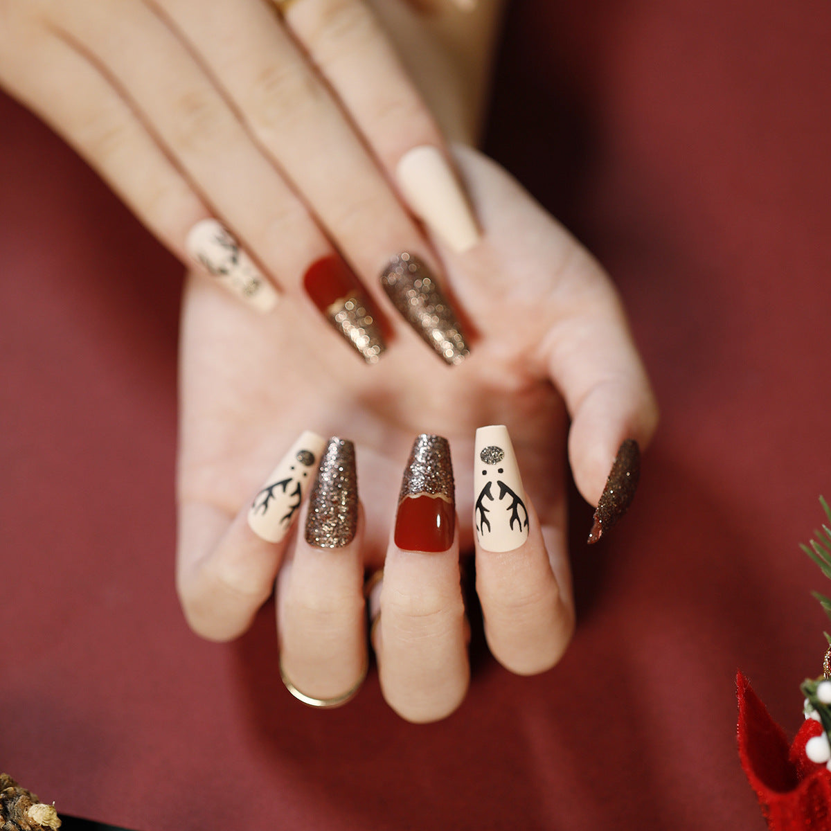 wholesale Christmas Press on nail New design false nails for women gift OEM customized Logo