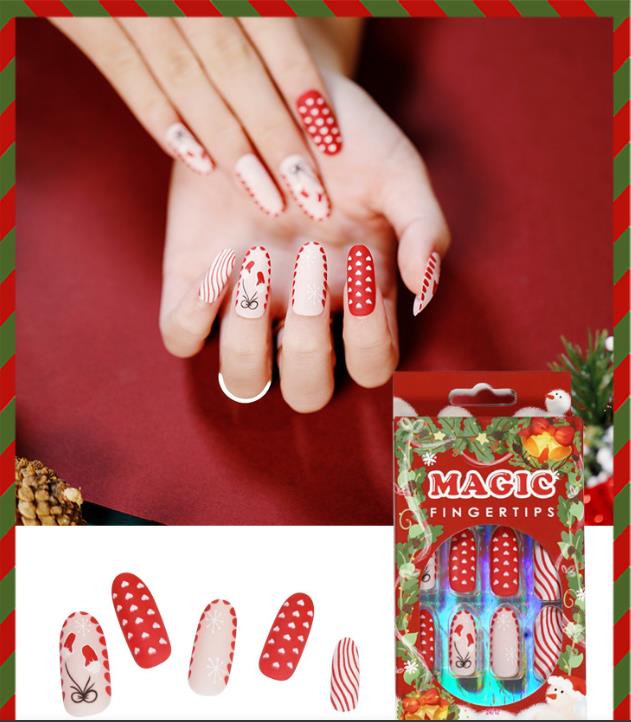 wholesale Christmas Press on nail New design false nails for women gift OEM customized Logo