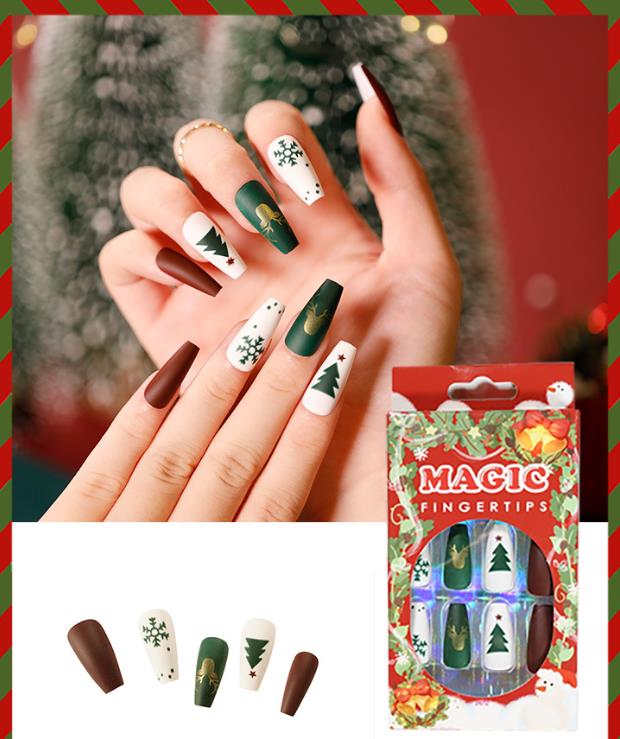 wholesale Christmas Press on nail New design false nails for women gift OEM customized Logo