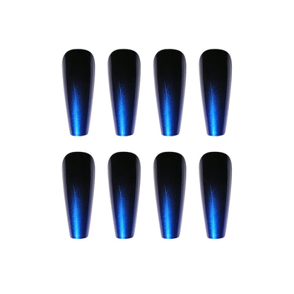 Black blue gradient long ballet Nail Art Sticker False Nails For Women Gifts cheap wholesale
