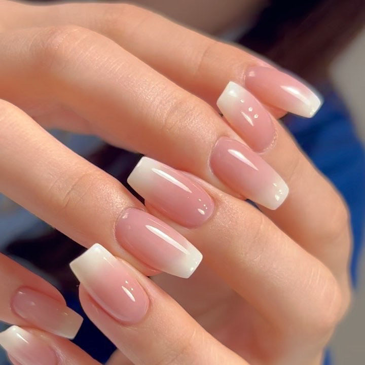 short pink and white gradient Press on Nails False Nails For Girls Gifts Mamufacturer