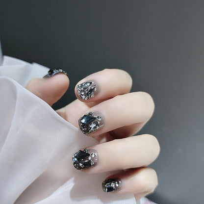 Black Short fake nail press on nail for women Wholesale OEM