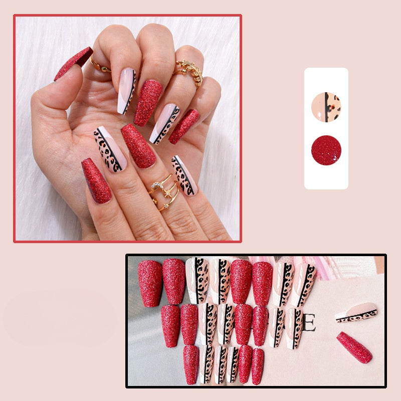 leopard print Press on nails false nails with healthy glue tool DIY nails wholesale good price