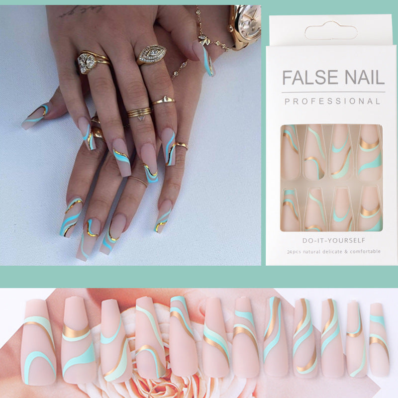 Golden Wave Long Ballet Press on nails false nails for girls Customized Logo wholesale manufacturer in China