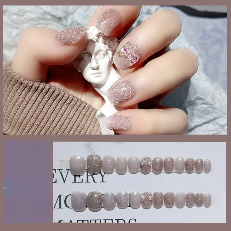 Bride student girl fake nail Press on nails false nails with healthy glue tool DIY nails wholesale good price