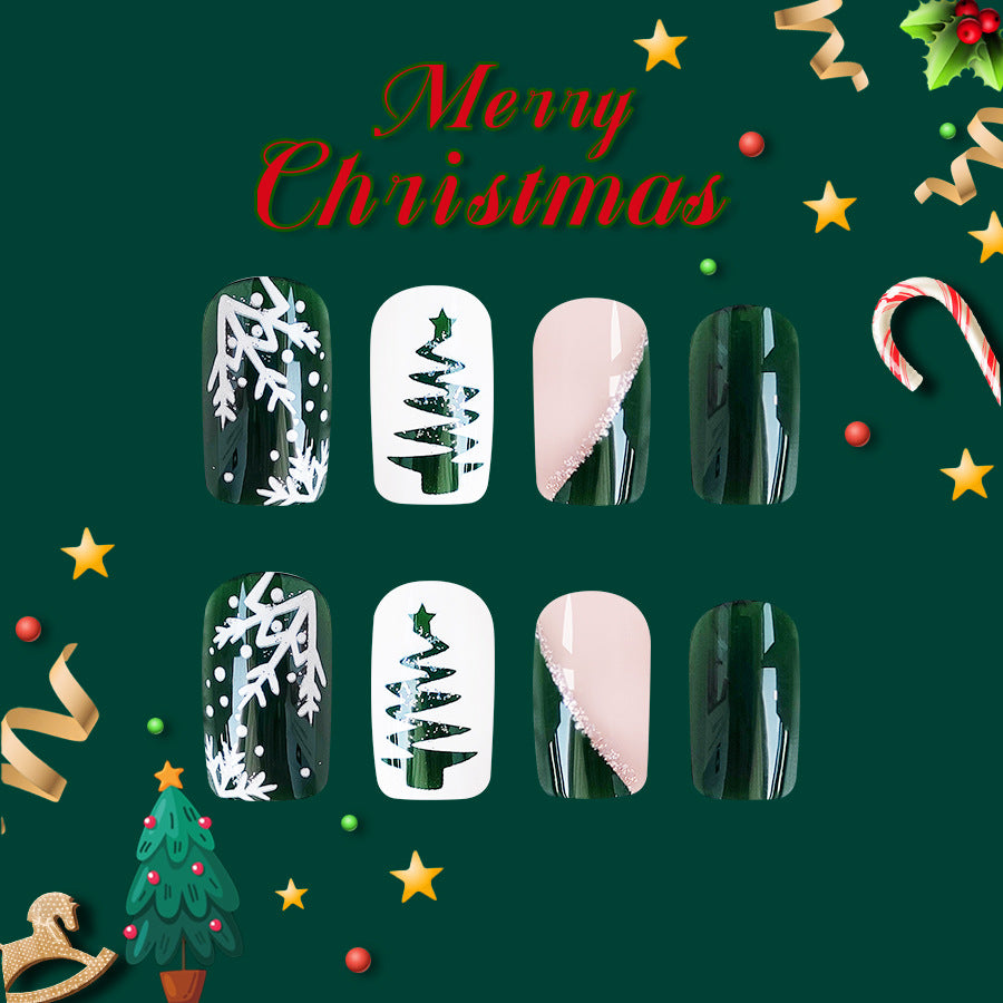 US$2,6/set Uñas postizas navideñas con diseños variados, regalos sorpresa increíbles para mamás, hermanas y niñas, 5 juegos, envío gratis