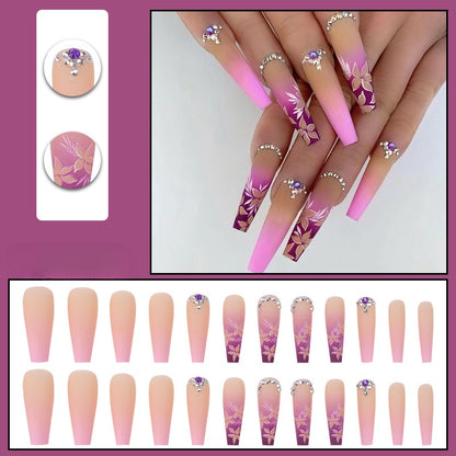 Gradient Flower Purple Diamond Nail Art Stickers For Girls Gifts Mamufacturer in China Wholesale OEM