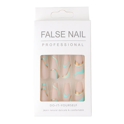 Golden Wave Long Ballet Press on nails false nails for girls Customized Logo wholesale manufacturer in China