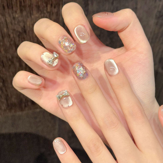 Short cat eye Handmade Press on Nails high quality free shipping to worldwide love gift