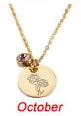 Lucky gift Birthday Necklace Stainless steel flower with birthstone jewelry