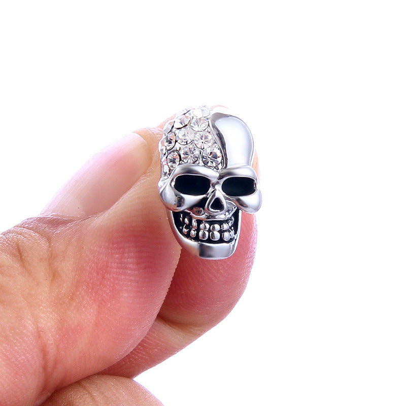 personalized gifts Retro glossy skull earrings with diamond for men and women Halloween jewelry wholesale OEM