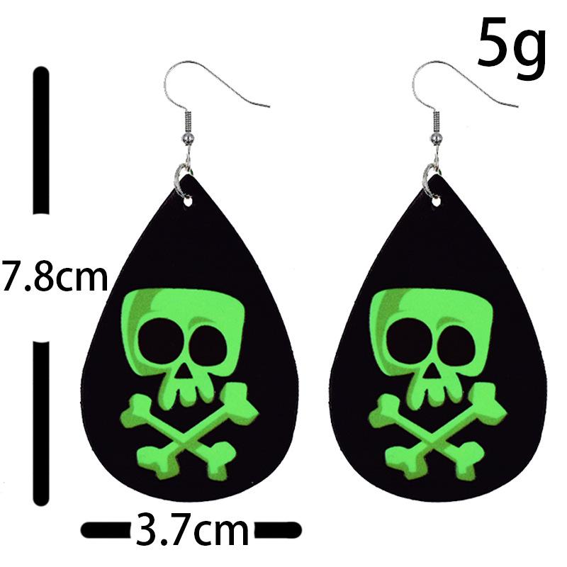 Hallows Day earrings INS design halloween elf fluorescent green luminous leather earrings earrings for women